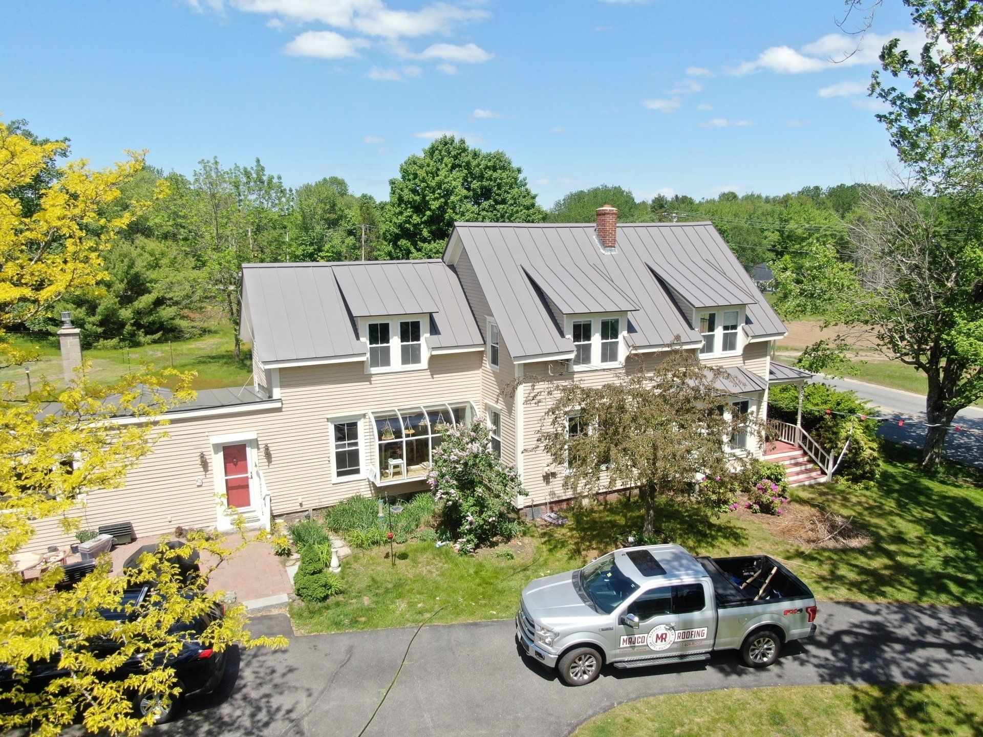 Aerial view of a finished MAJCO roof